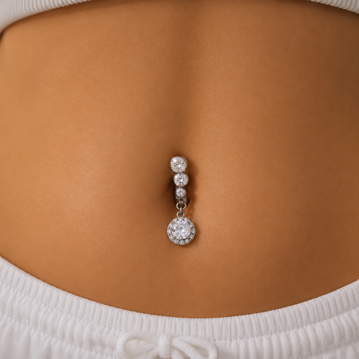Crystal Dangle Clip-On Belly Button Ring (Non-Pierced)