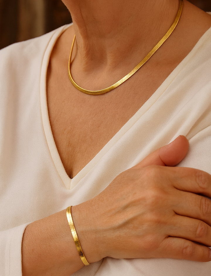 Classic herringbone necklace & bracelet