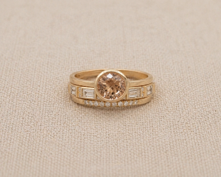 Hope - Inlaid Crystal Gold Ring Set