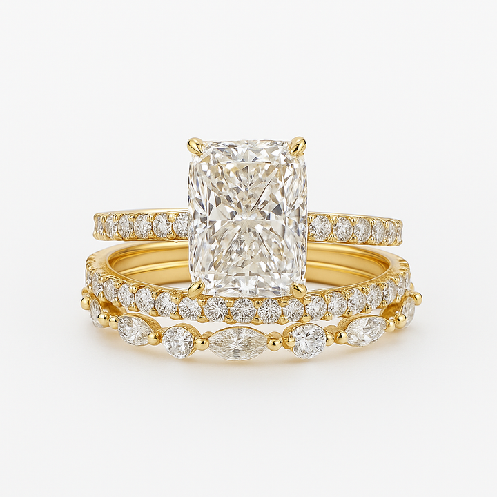 Evelina 3-Piece Gold Wedding Ring Set