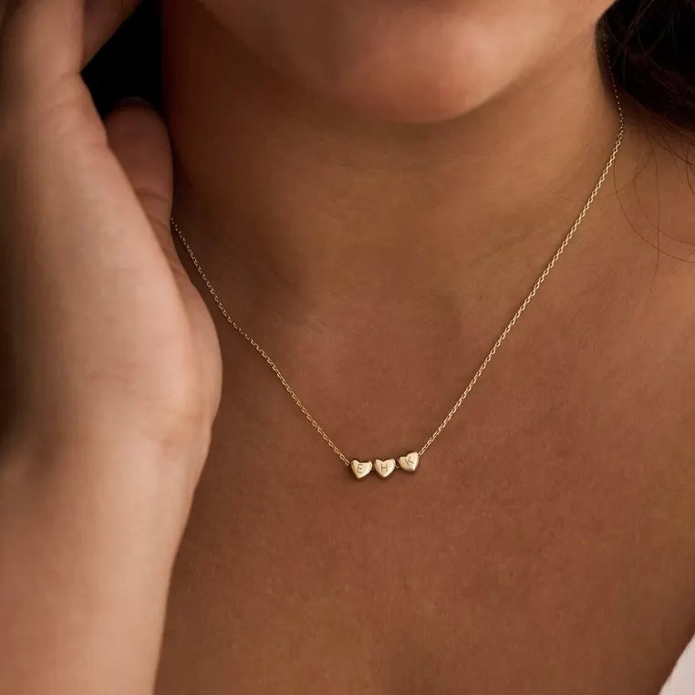 Perfect Gift - Personalized Initial Necklace with Hearts