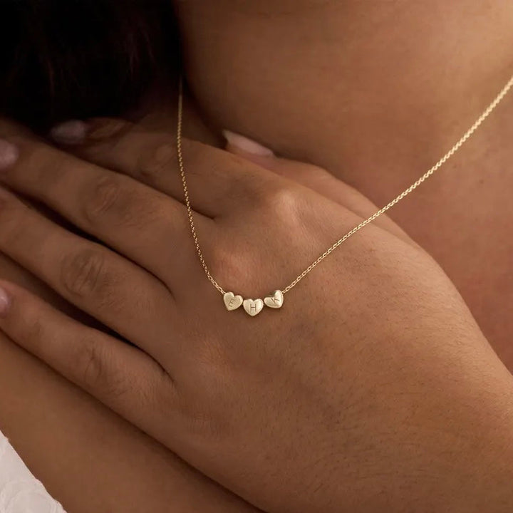 Perfect Gift - Personalized Initial Necklace with Hearts