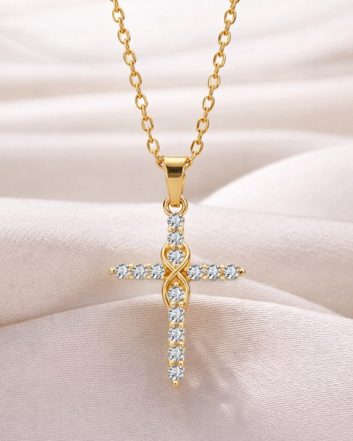 Infinite Faith Necklace with Cross (Gold Plated)