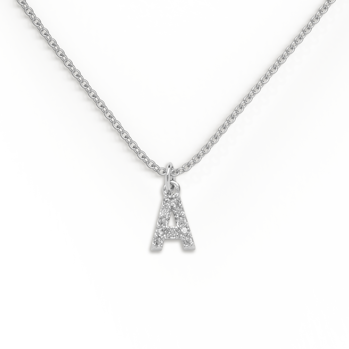 Sterling Silver Pavé Uppercase Initial Necklace