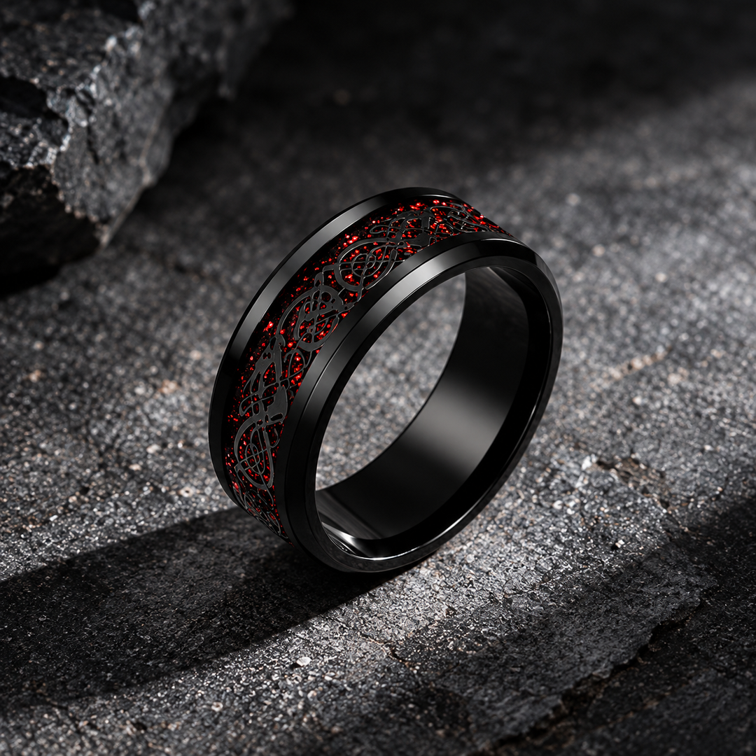 Crimson Celtic Shadow Ring