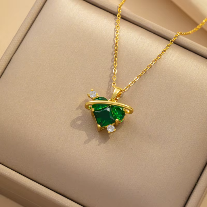Crystal Pink Heart Zircon Necklace