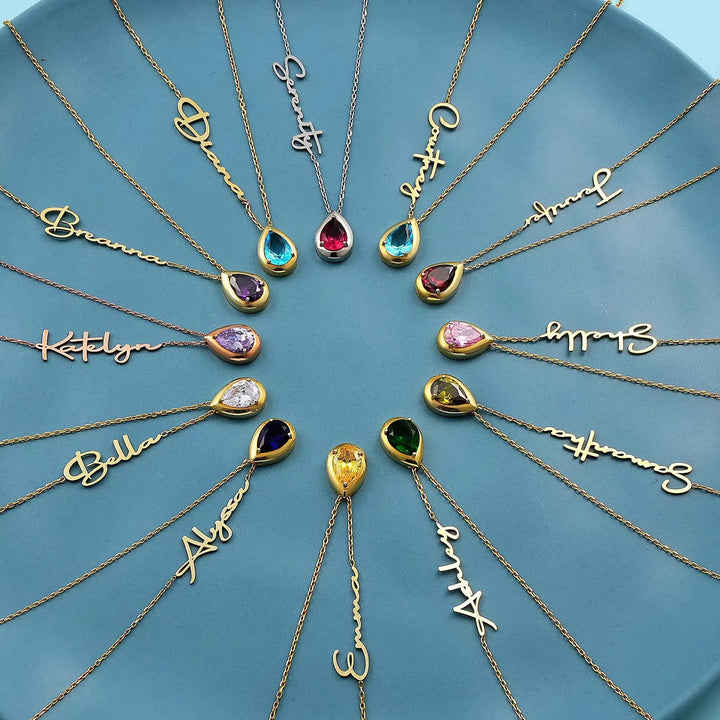 Custom Name Necklace With Birthstone