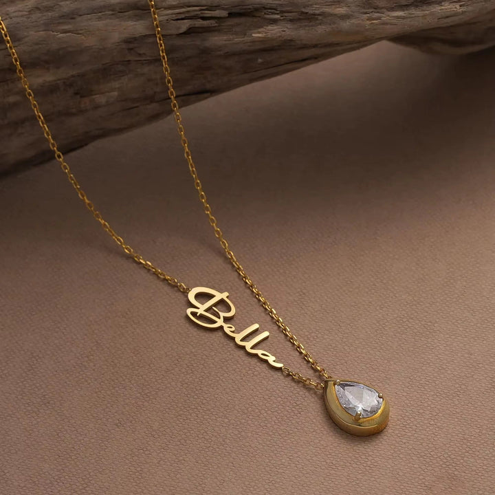 Custom Name Necklace With Birthstone
