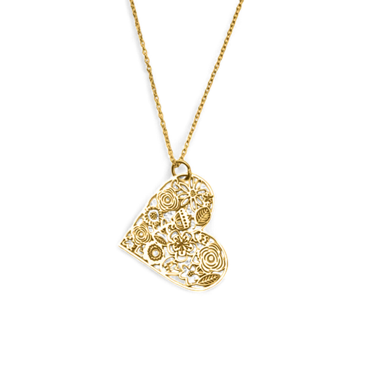 Cut Out Floral Heart Necklace