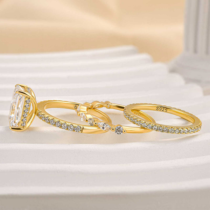 Evelina 3-Piece Gold Wedding Ring Set