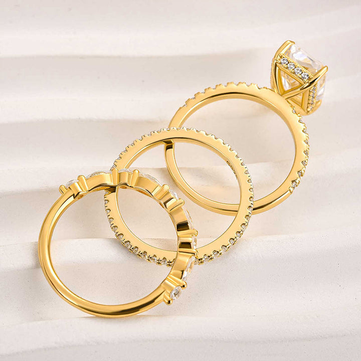 Evelina 3-Piece Gold Wedding Ring Set