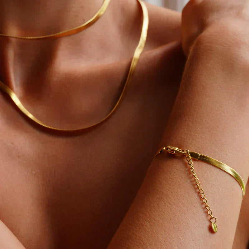 Classic herringbone necklace & bracelet