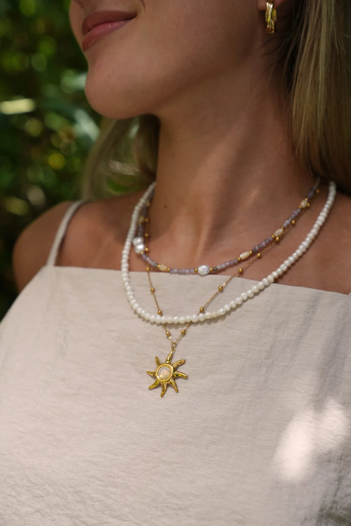 100% Real Fresh Water Pearl - Necklace - Stainless Steel