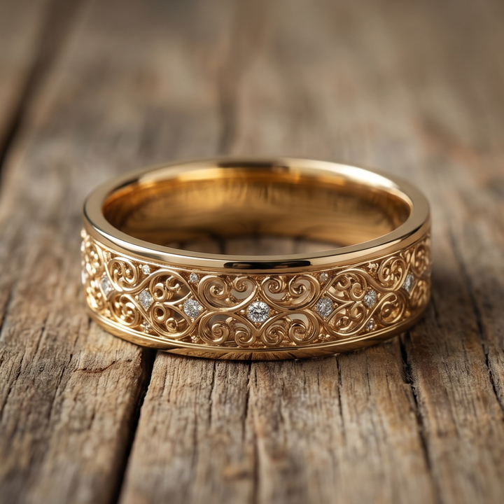 Exotic Hollow Ring in Fine Gold