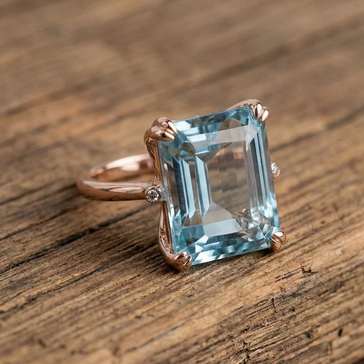 Vintage ring with blue zircon