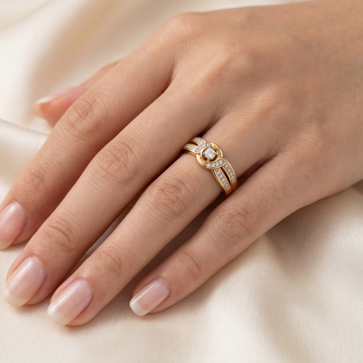 Golden Infinity Crystal Ring