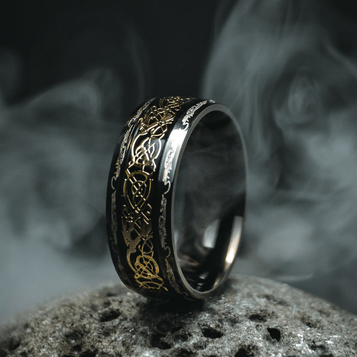 Dragon Ring - Gold/Gold & Black