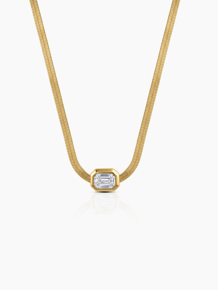 Elara Solitaire 18K Gold Plated Snake Chain Necklace