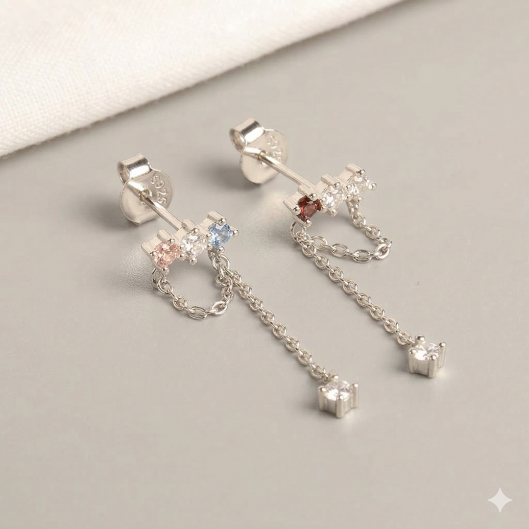 Twins Divide Sterling Silver Earrings