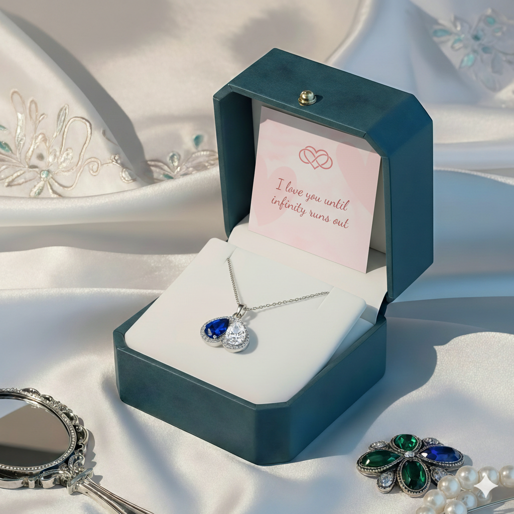 For My Daughter- Custom Promise Two Heart Birthstone Necklace