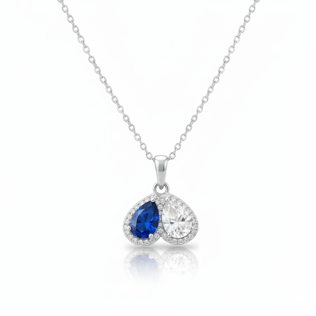 For My Daughter- Custom Promise Two Heart Birthstone Necklace