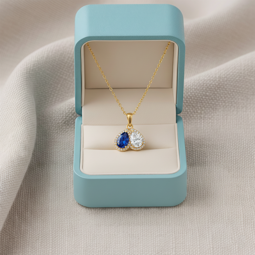 For My Daughter- Custom Promise Two Heart Birthstone Necklace