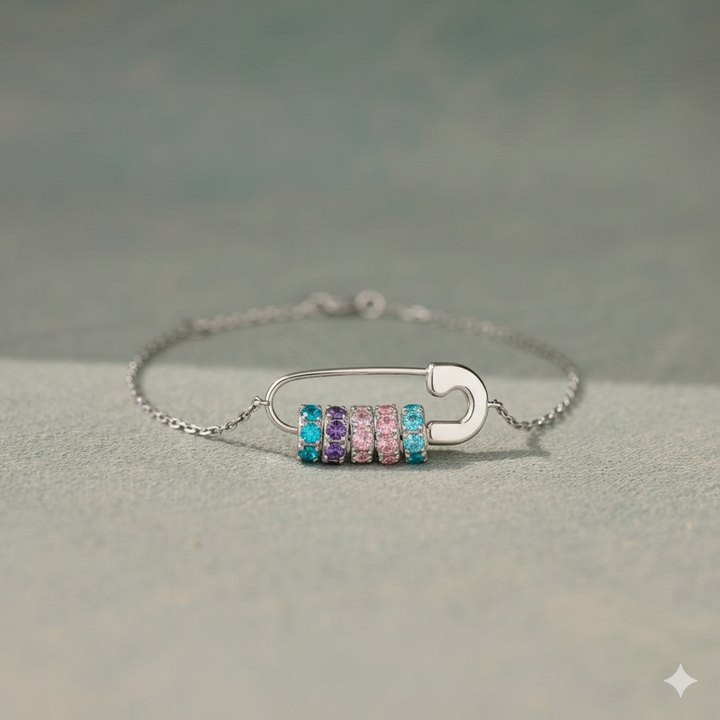 Mama's Mini Squad Safety Pin 1-8 Birthstone Bracelet