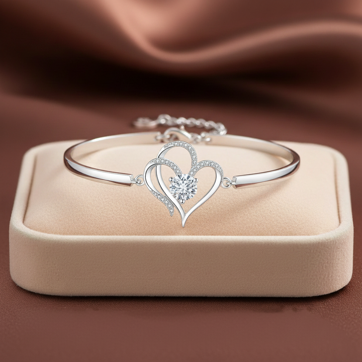 To My Daughter- We Are Connected By Heart Diamond Bracelet