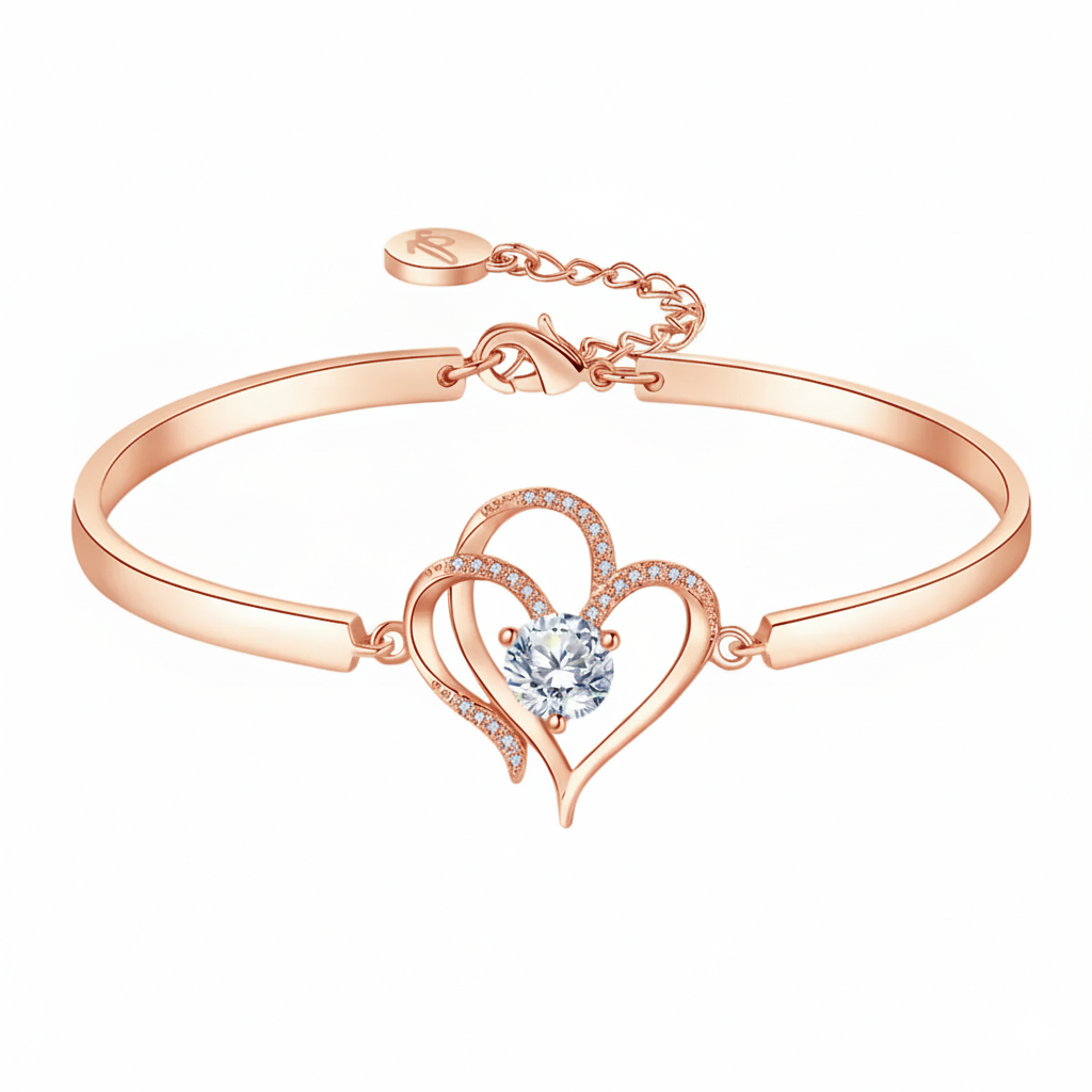 To My Daughter- We Are Connected By Heart Diamond Bracelet