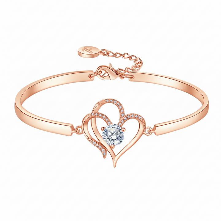 To My Daughter- We Are Connected By Heart Diamond Bracelet