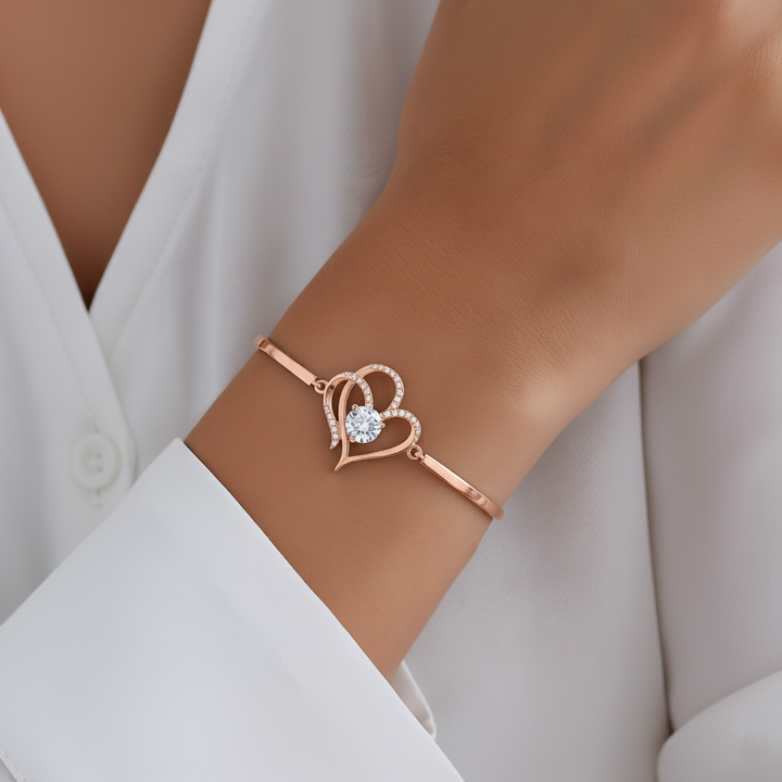 To My Daughter- We Are Connected By Heart Diamond Bracelet