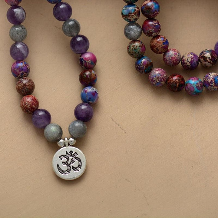 Wisdom Mala – Jasper, Amethyst & Labradorite Bracelet-Necklace