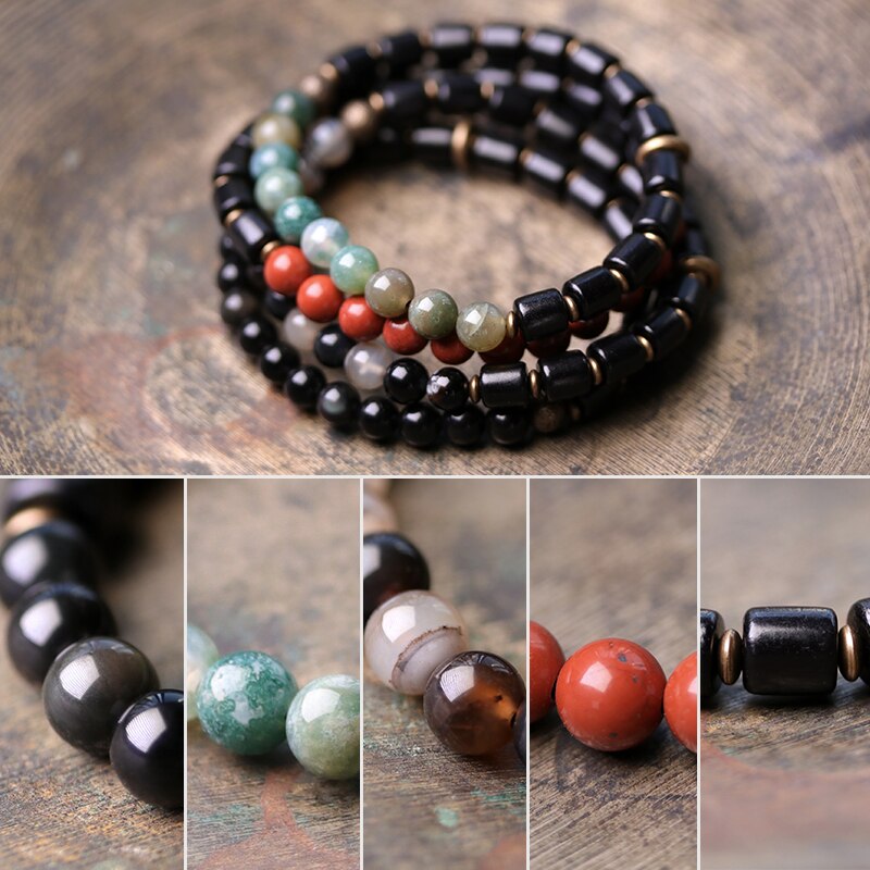 Odine | Natural Stones, Ebony & Copper Beaded Bracelet