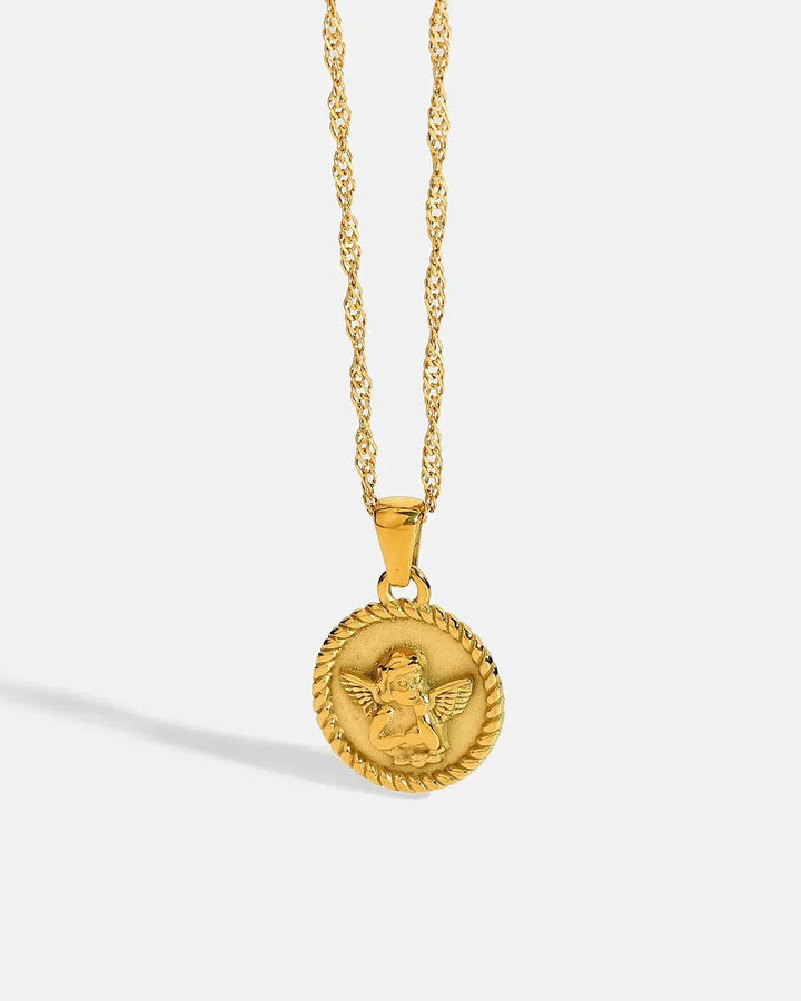 Necklace with Guardian Angel Medal (18-carat gold plated)