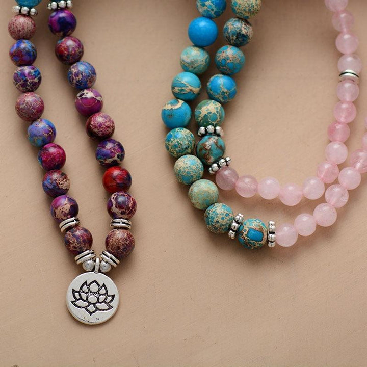 Nurture Mala – Rose Quartz and Jasper Wrap Bracelet-Necklace