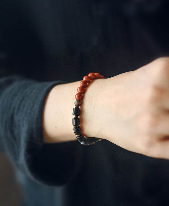 Odine | Natural Stones, Ebony & Copper Beaded Bracelet
