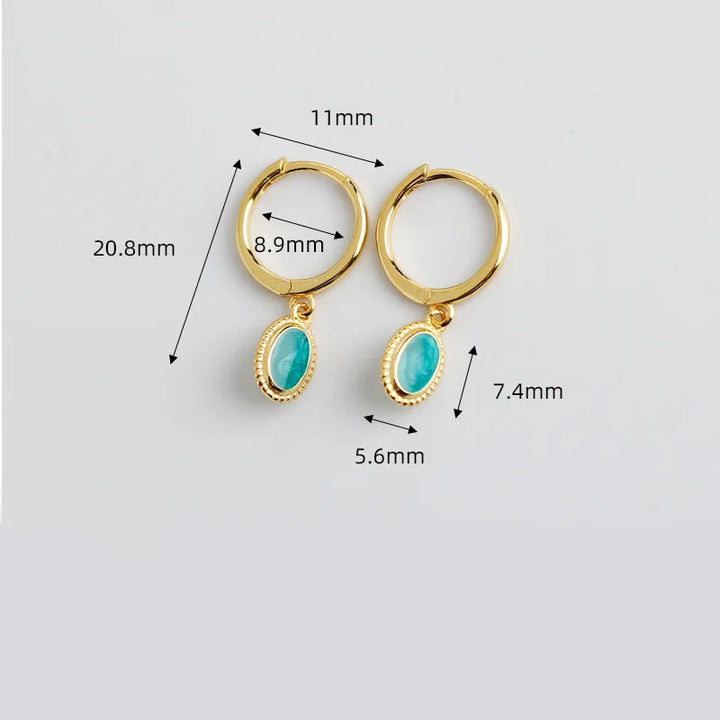 Aqua Drop Huggie Earrings 925 Sterling Silver