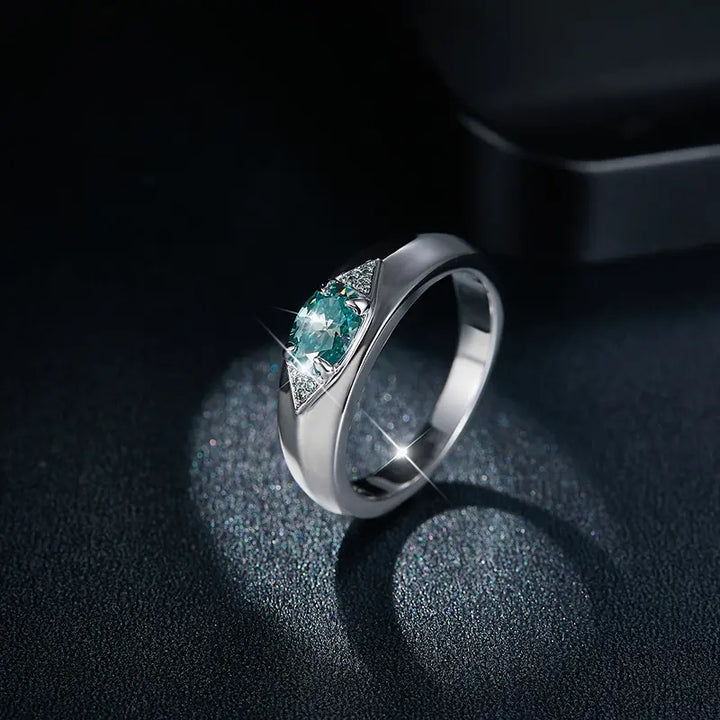 Aquamarine & Moissanite Sterling Silver Ring