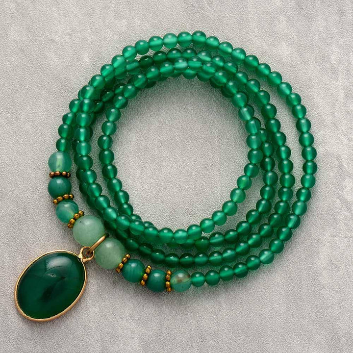 Green Agate Serenity Wrap Bracelet–Necklace