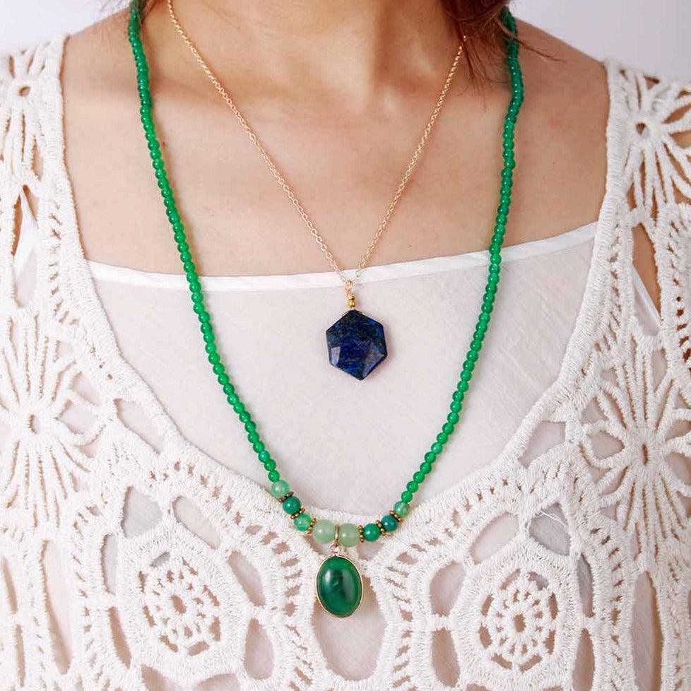 Green Agate Serenity Wrap Bracelet–Necklace
