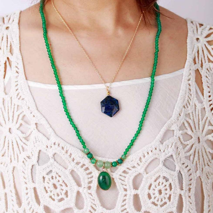 Green Agate Serenity Wrap Bracelet–Necklace