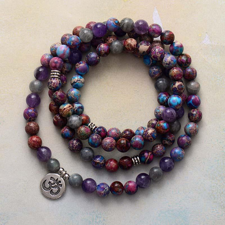 Wisdom Mala – Jasper, Amethyst & Labradorite Bracelet-Necklace