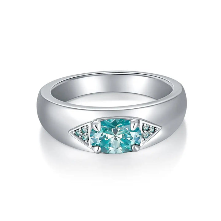 Aquamarine & Moissanite Sterling Silver Ring