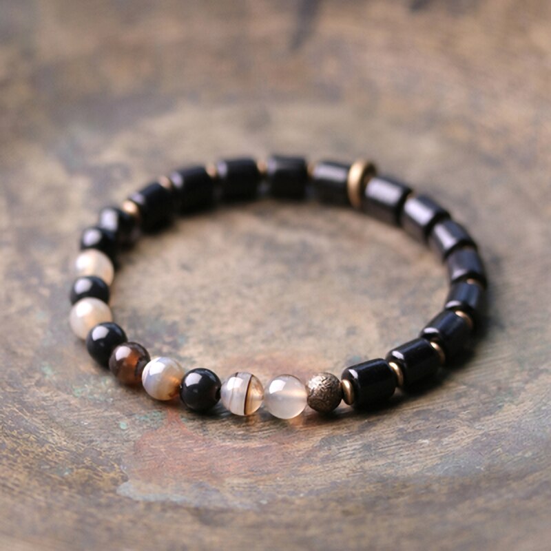 Odine | Natural Stones, Ebony & Copper Beaded Bracelet