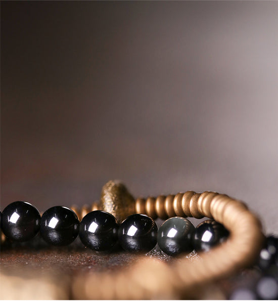 Knud | Black Obsidian & Copper Handmade Bracelet