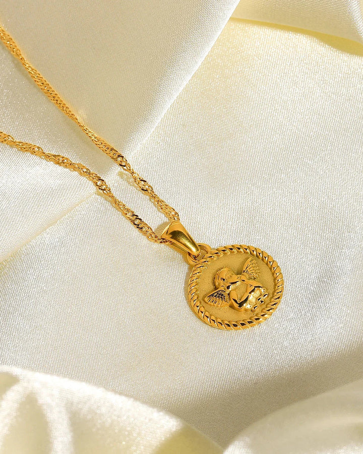 Necklace with Guardian Angel Medal (18-carat gold plated)