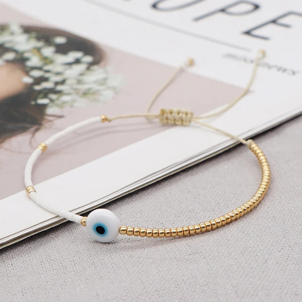 Dainty Beaded Evil Eye Bracelet