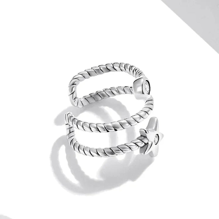 Twisted Star Ear Cuff – 925 Sterling Silver | No Piercing