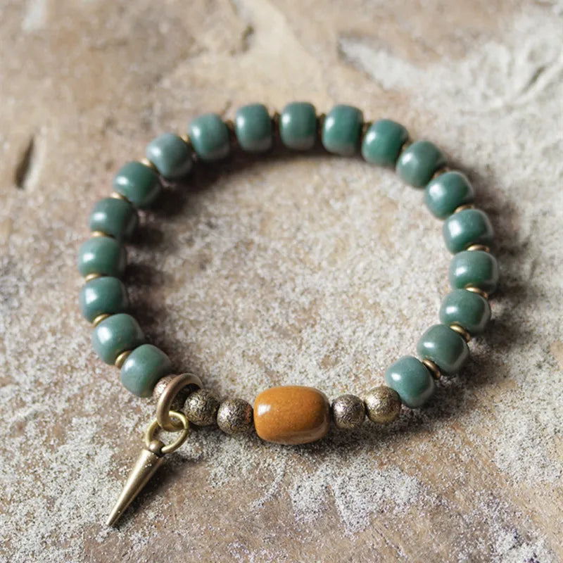 Aina | Handmade Green Bodhi Seeds & Yellow Jade Bracelet