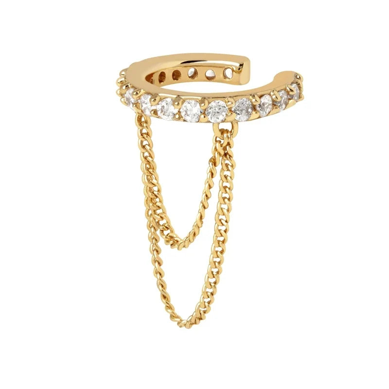 Golden Fall Chain Ear Cuff - 925 Sterling Silver